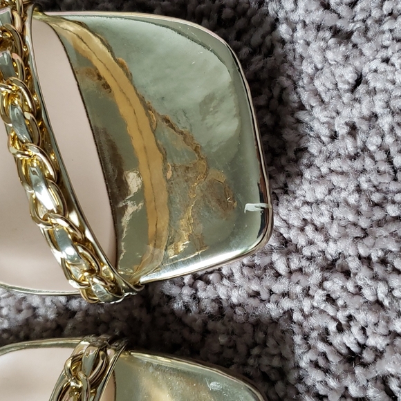 Back To Glam Triple Strap Gold Chrome Heels - Picture 8 of 13